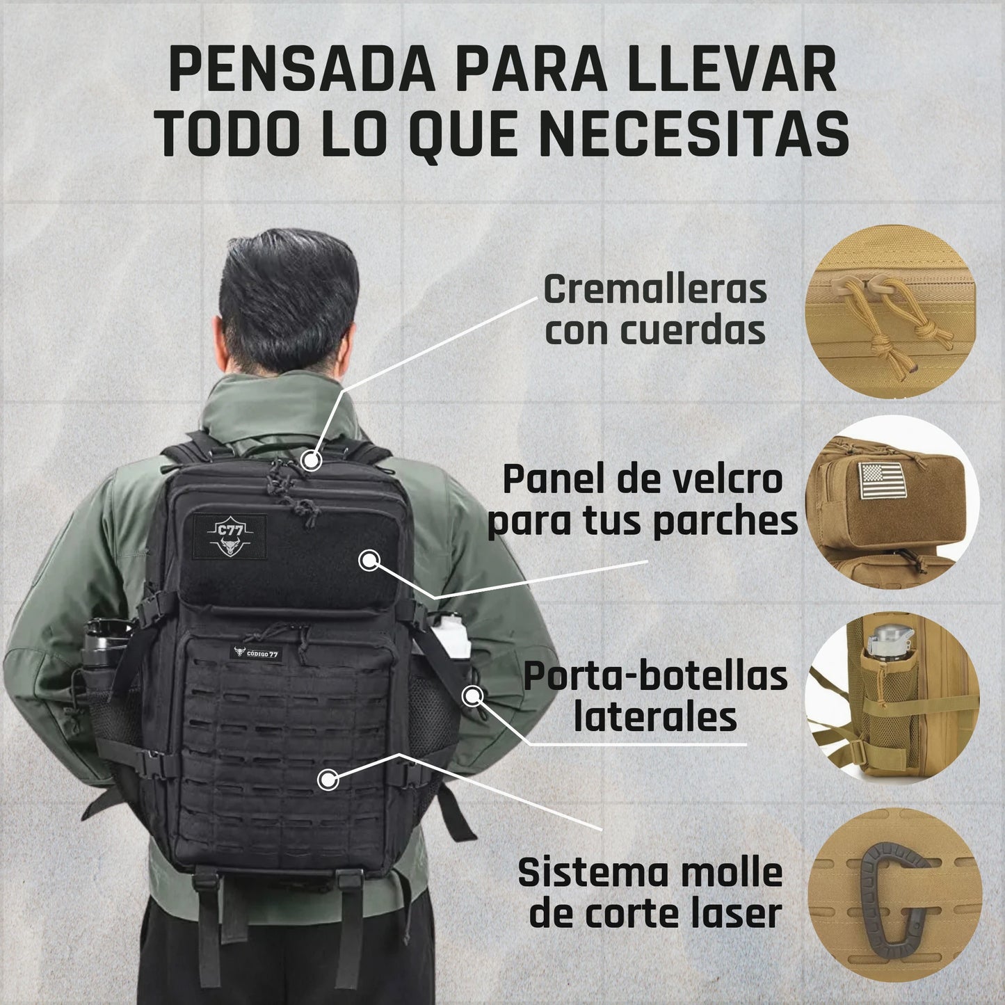 Mochila táctica 45 L MOLLE C77